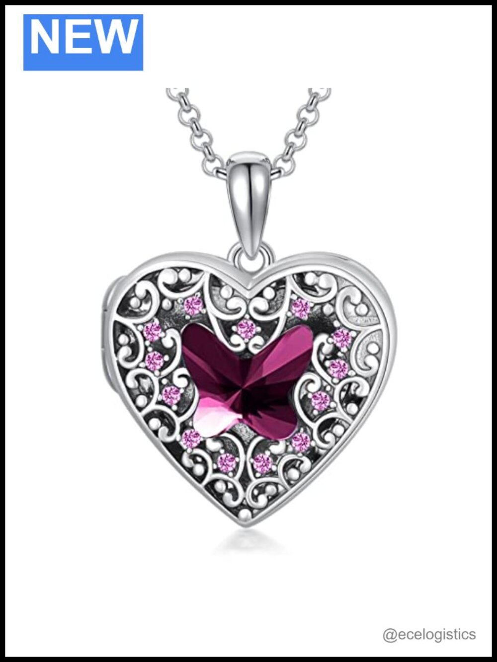 925 Sterling Silver Butterfly Locket Necklace Holds Pictures Custom Photo Heart